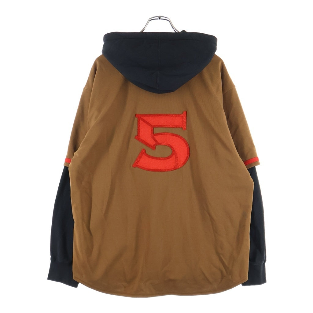 SUPREME(シュプリーム) 22SS Baseball Jersey Hooded Sweatshirt ベースボール ジャージー フーデット スウェット シャツ プルオーバーパーカー ブラウン/ブラック