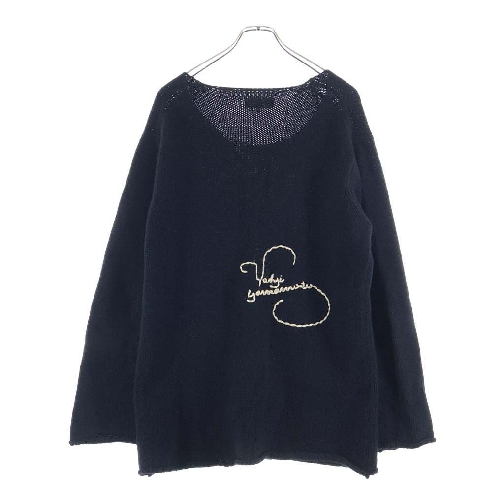 Yohji Yamamoto(ヨウジヤマモト) ■フロントバックロゴエンブロイダリー 長袖ニット ブラック HX-K23 197
