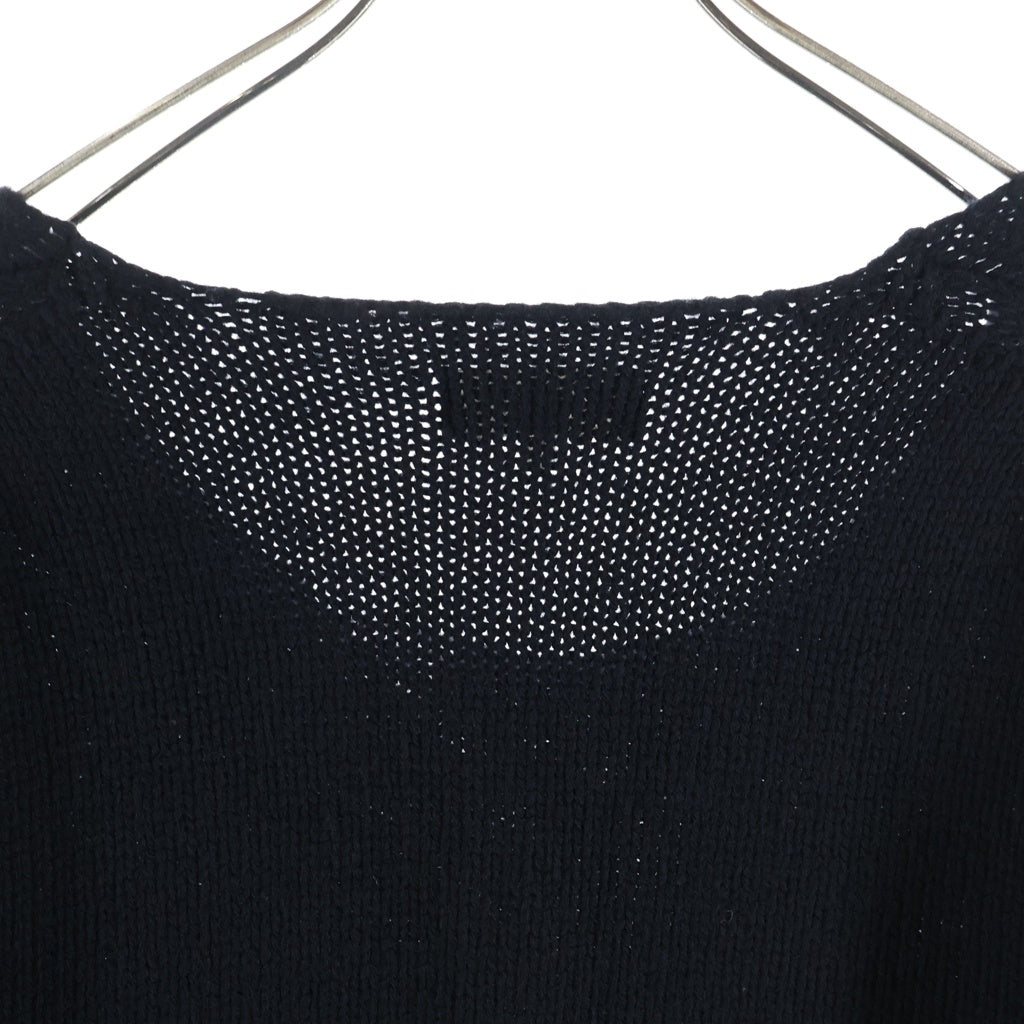 Yohji Yamamoto(ヨウジヤマモト) ■フロントバックロゴエンブロイダリー 長袖ニット ブラック HX-K23 197