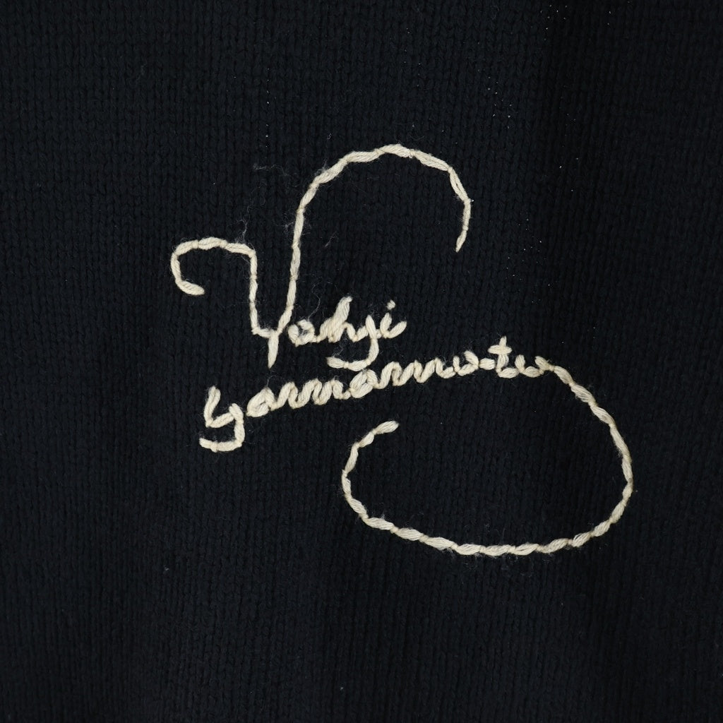 Yohji Yamamoto(ヨウジヤマモト) ■フロントバックロゴエンブロイダリー 長袖ニット ブラック HX-K23 197
