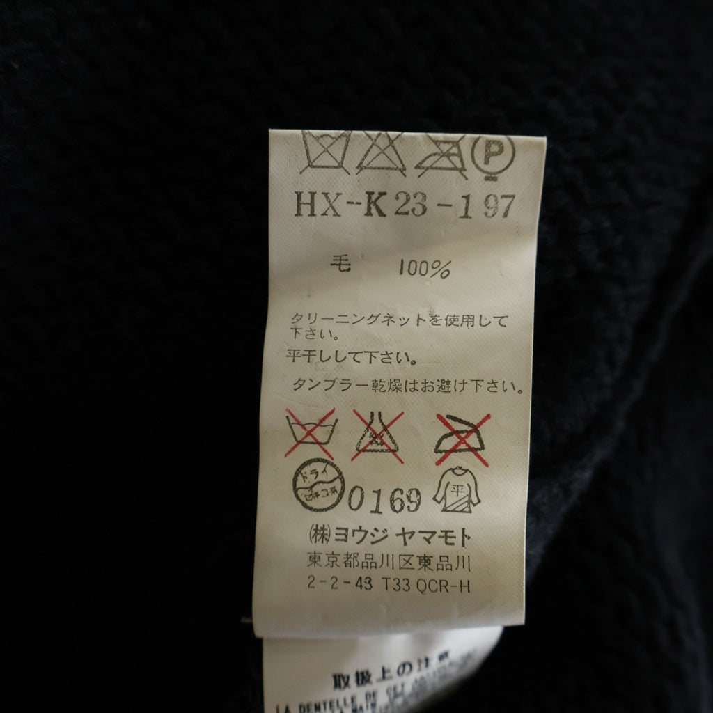Yohji Yamamoto(ヨウジヤマモト) ■フロントバックロゴエンブロイダリー 長袖ニット ブラック HX-K23 197