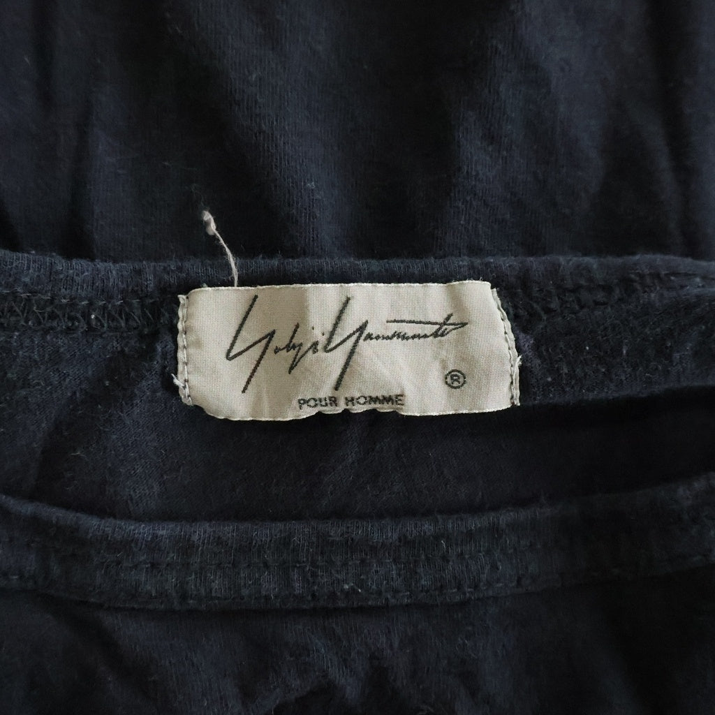 Yohji Yamamoto POUR HOMME(ヨウジヤマモト プールオム) サイドプリント 長袖シャツ カットソー ブラック HW-T09-071
