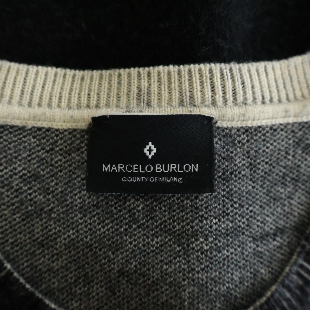 MARCELO BURLON(マルセロバーロン) 長袖ニット ブラック×ホワイト CMHA009F17520091