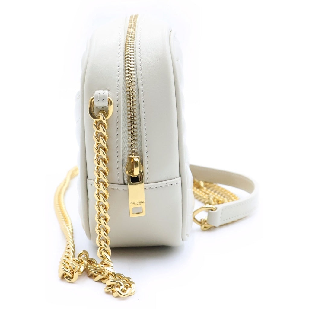 YVES SAINT LAURENT(イヴサンローラン) ルー カメラバッグ チェーンショルダーバッグ アイボリー レザー 748849 ゴールド金具 レディース