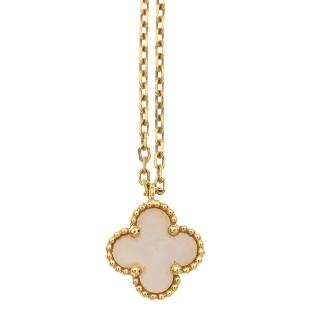Van Cleef & Arpels(ヴァンクリーフアンドアーペル) スウィートアルハンブラ マザーオブパール ネックレス チェーン Au750YG イエローゴールド/ホワイト VCARF69100 レディース