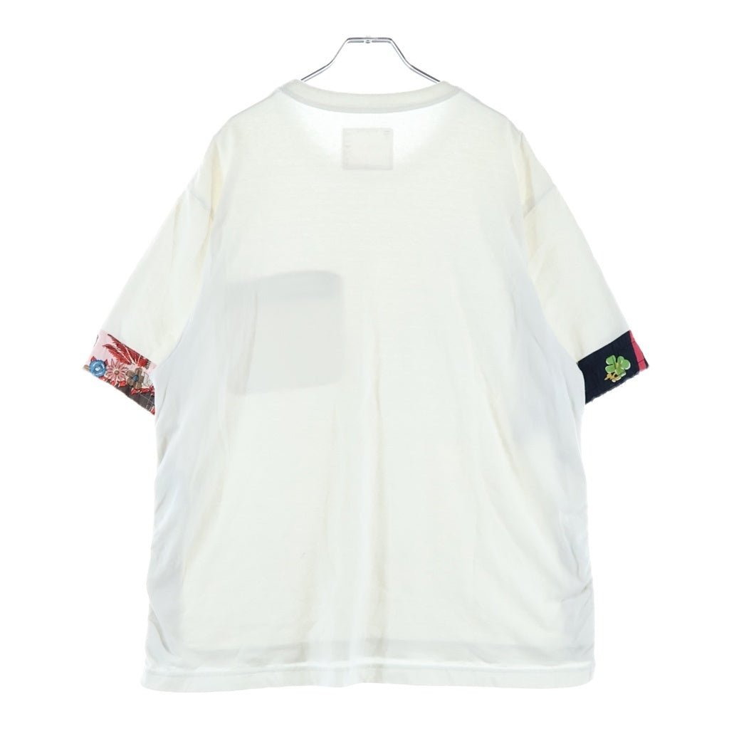 Sacai(サカイ) 21SS Archive Print Mix TEE ジップ装飾 クルーネック 半袖Tシャツカットソー ホワイト 21-02478M