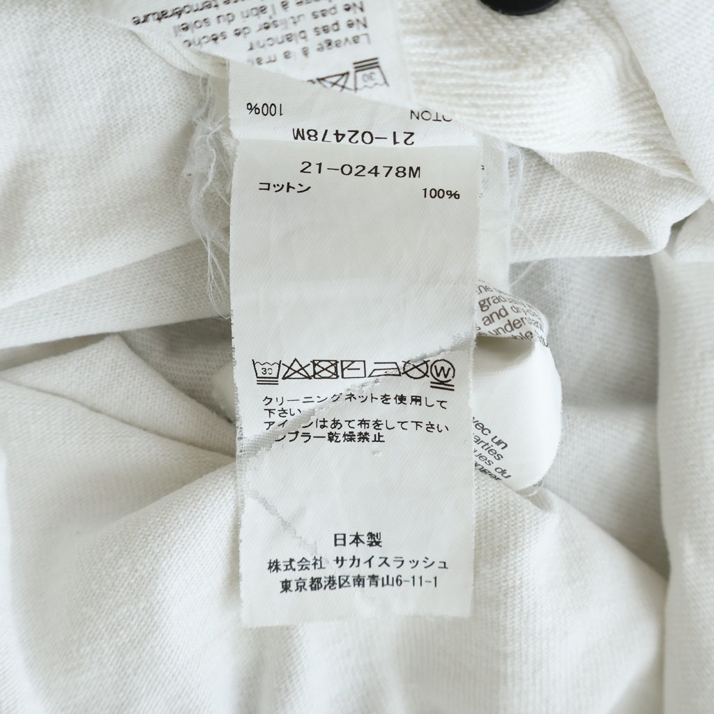 Sacai(サカイ) 21SS Archive Print Mix TEE ジップ装飾 クルーネック 半袖Tシャツカットソー ホワイト 21-02478M