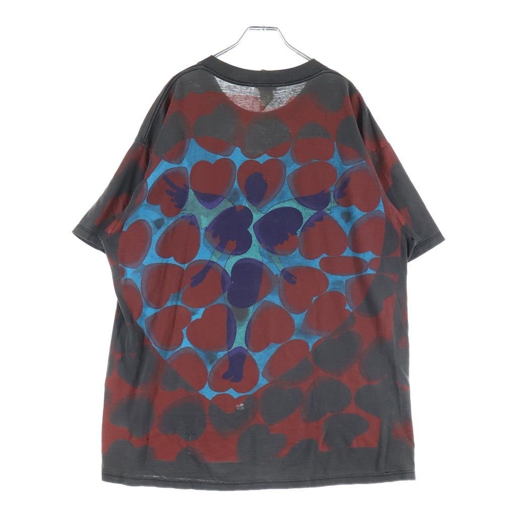 VINTAGE(ヴィンテージ) 90S NIRVANA HEART SHAPED BOX SOF TEE 総柄デザイン ハートシェイプド クルーネック 半袖Tシャツ カットソー レッド/チャコールグレー