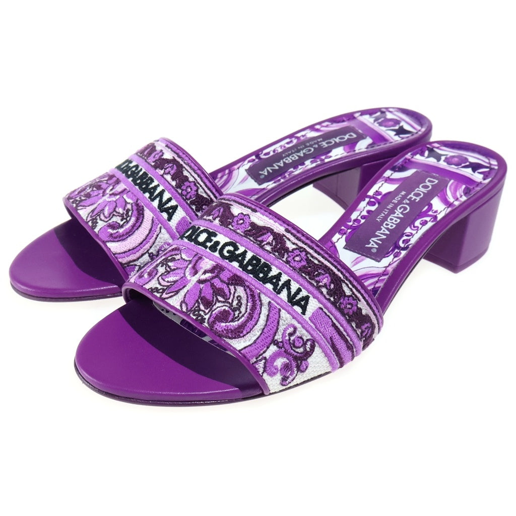 DOLCE & GABBANA(ドルチェアンドガッバーナ) スレッドエンブロイダリー スライド サンダル パープル CR1748 レディース
