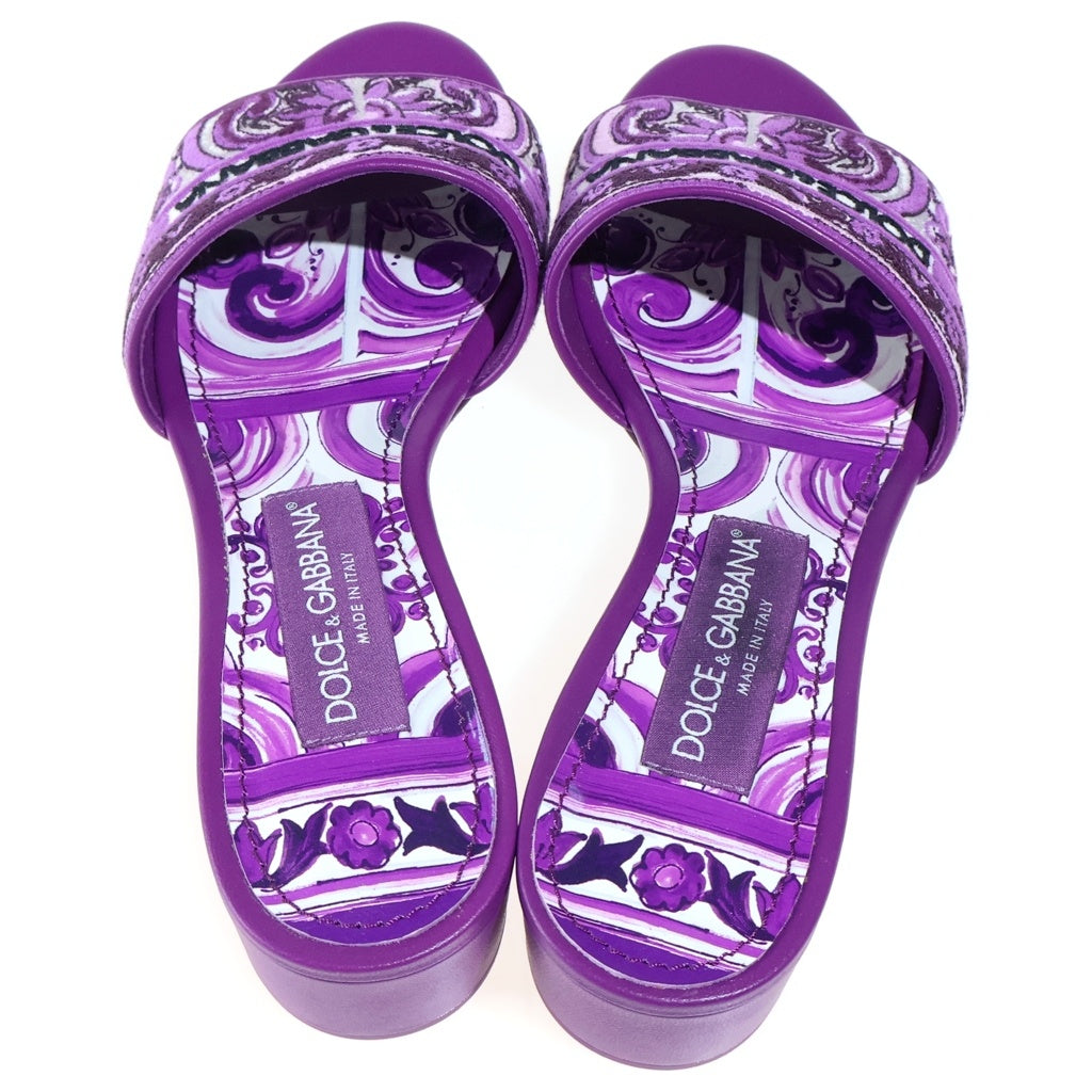 DOLCE & GABBANA(ドルチェアンドガッバーナ) スレッドエンブロイダリー スライド サンダル パープル CR1748 レディース