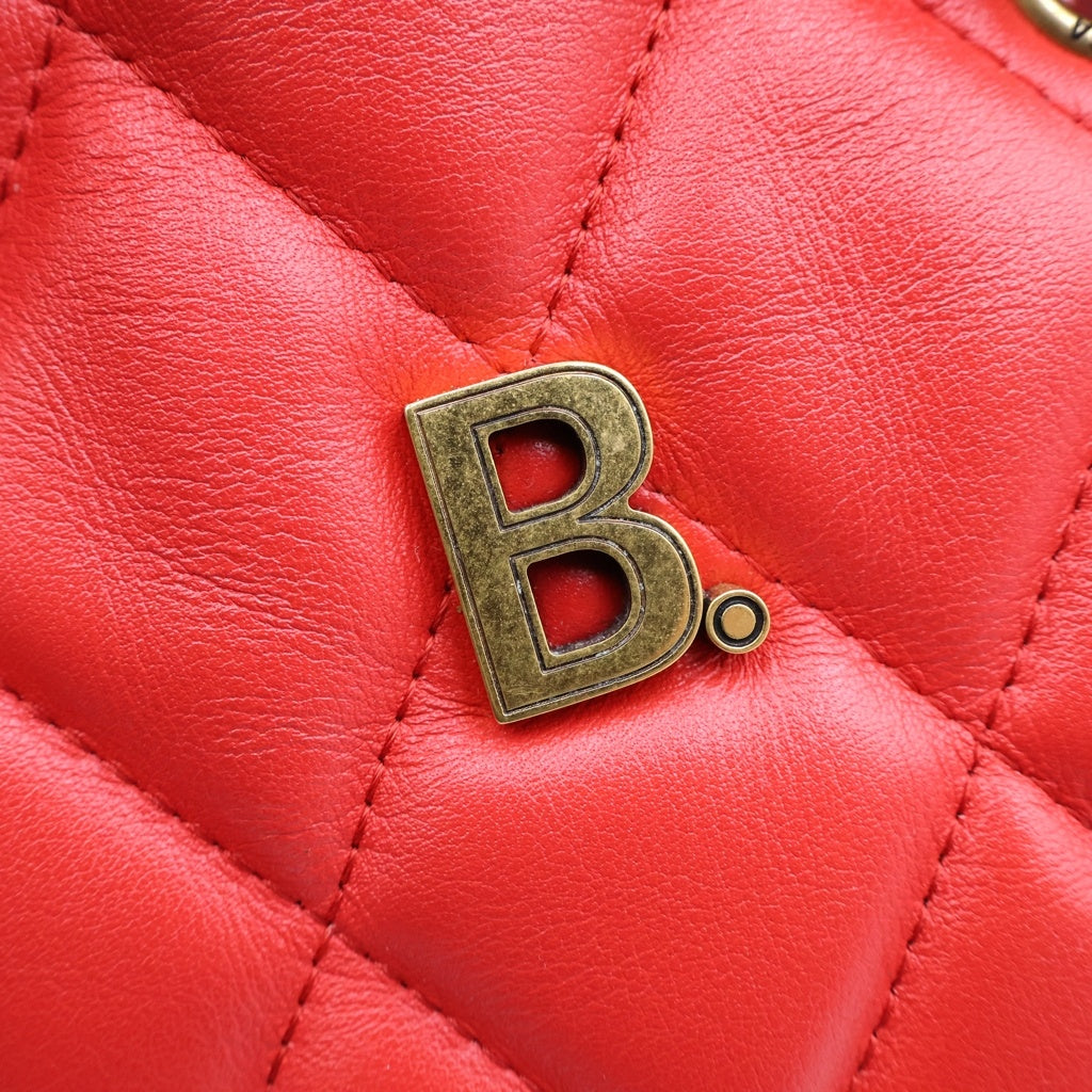 BALENCIAGA(バレンシアガ) Bバケット キルティング レザー ショルダーバッグ レッド 600327 レディース