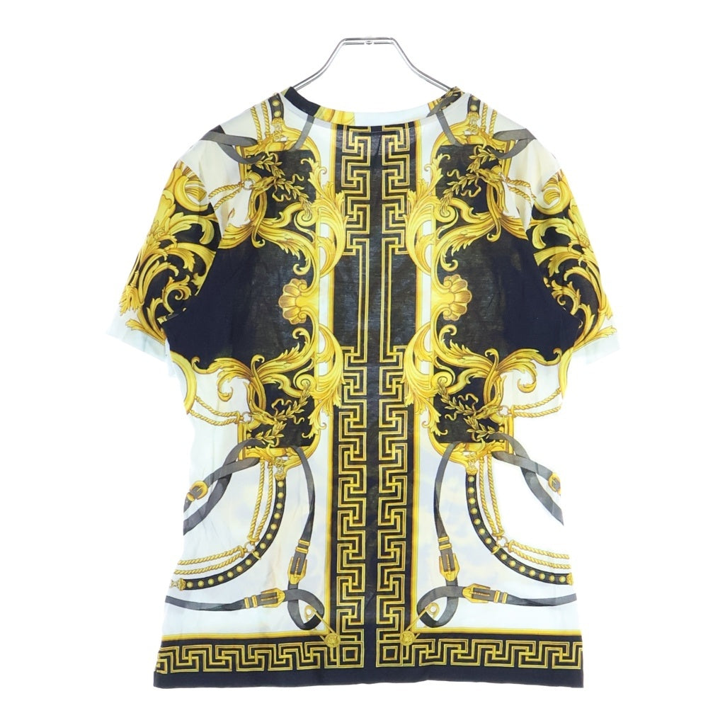 GIANNI VERSACE(ジャンニ ヴェルサーチ) バロック総柄 クルーネック 半袖Tシャツカットソー ゴールド/ホワイト A85764 レディース