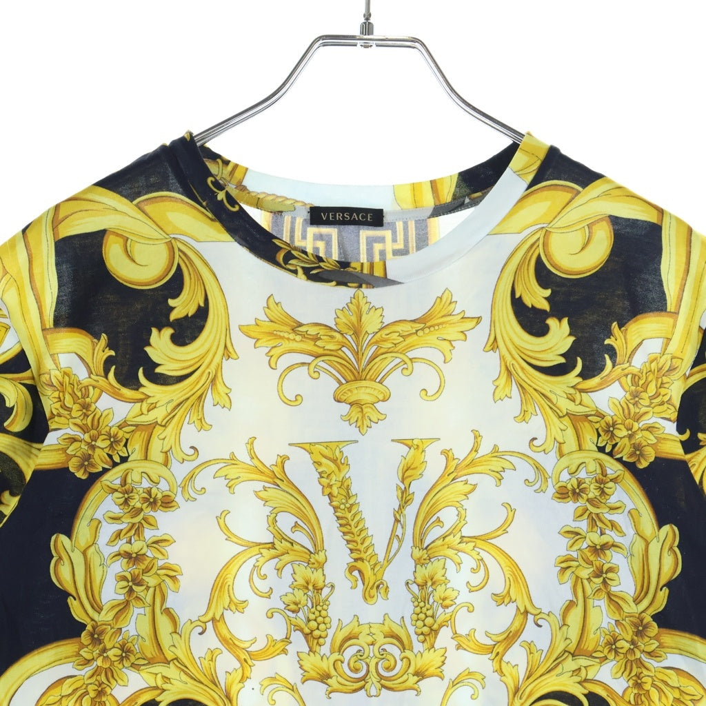 GIANNI VERSACE(ジャンニ ヴェルサーチ) バロック総柄 クルーネック 半袖Tシャツカットソー ゴールド/ホワイト A85764 レディース