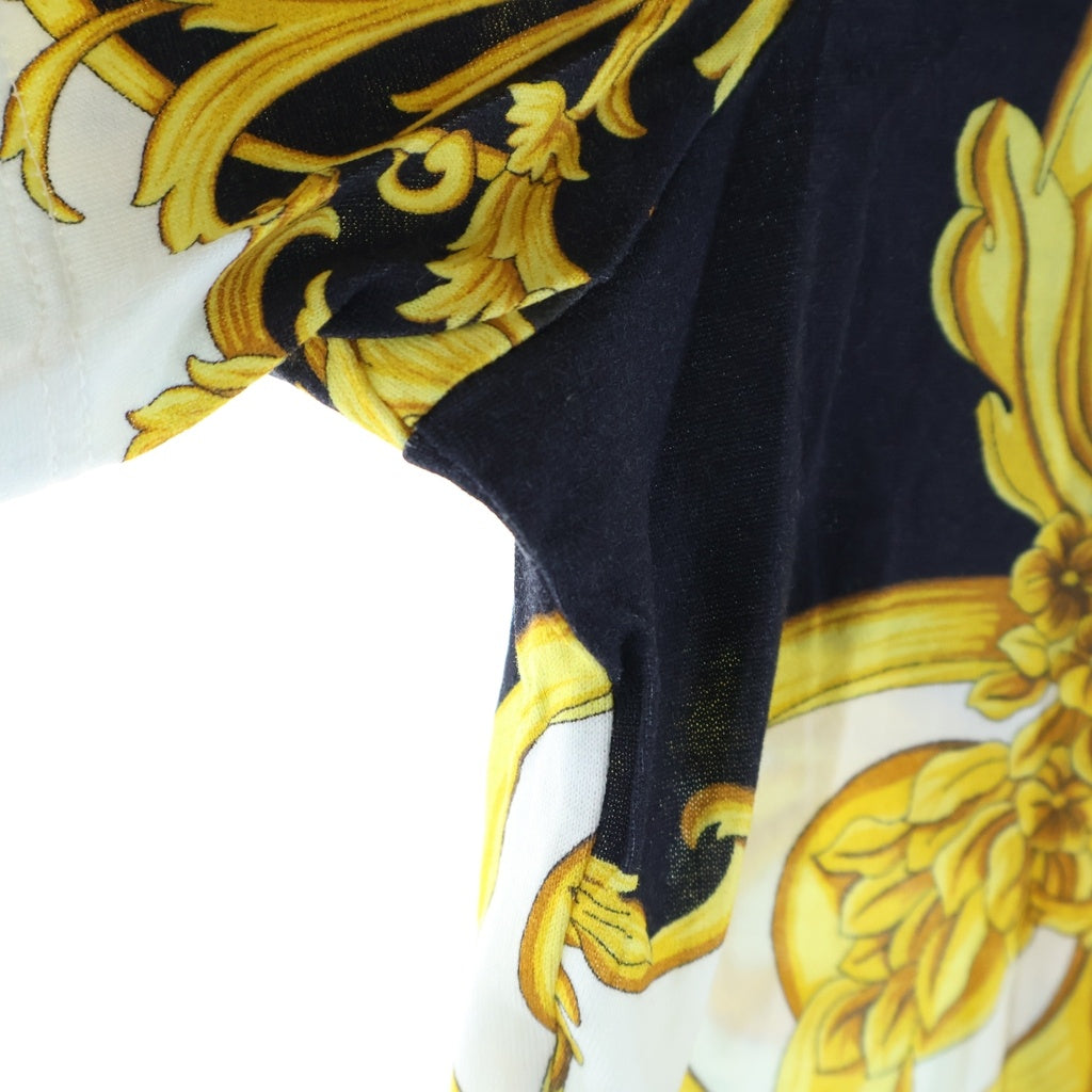 GIANNI VERSACE(ジャンニ ヴェルサーチ) バロック総柄 クルーネック 半袖Tシャツカットソー ゴールド/ホワイト A85764 レディース
