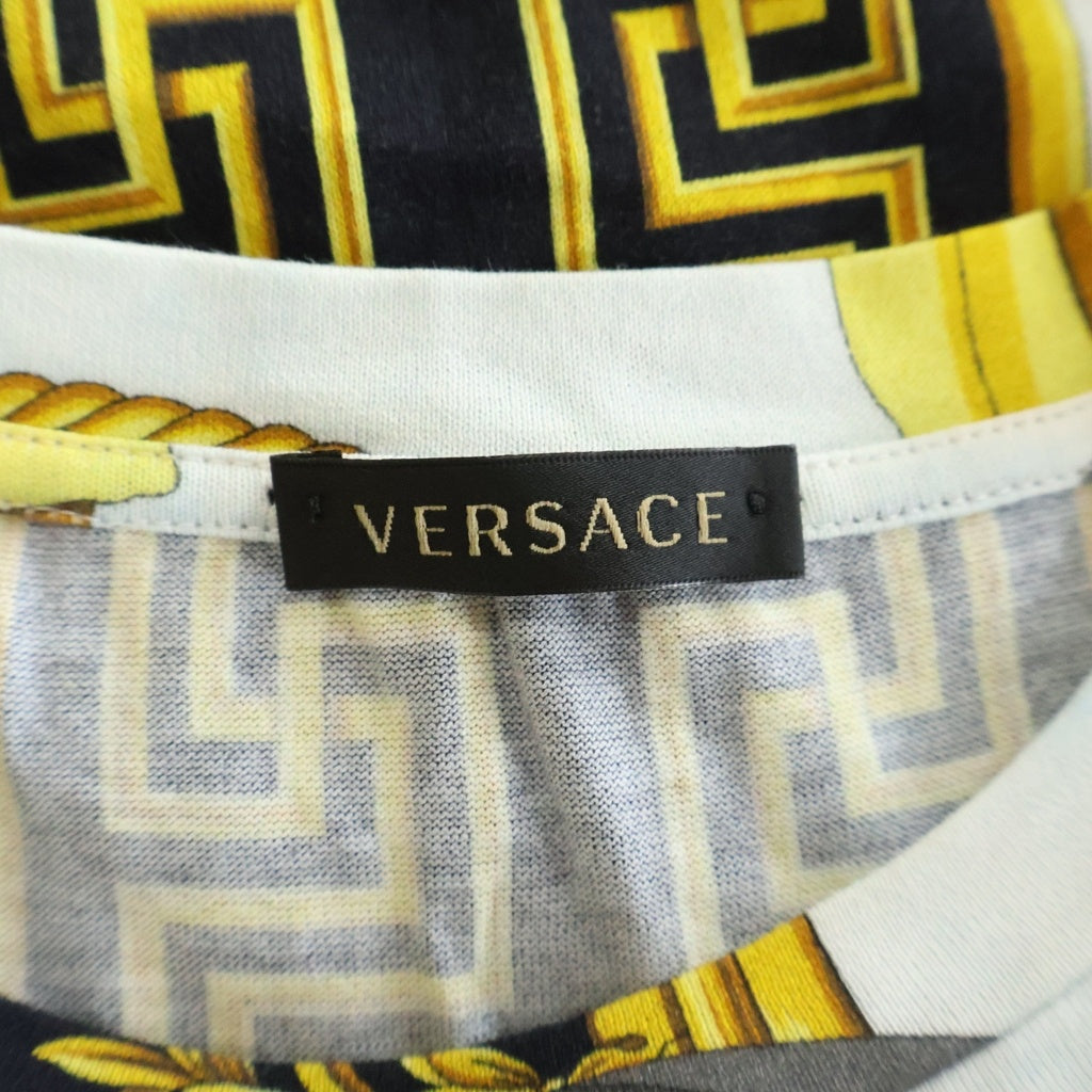 GIANNI VERSACE(ジャンニ ヴェルサーチ) バロック総柄 クルーネック 半袖Tシャツカットソー ゴールド/ホワイト A85764 レディース
