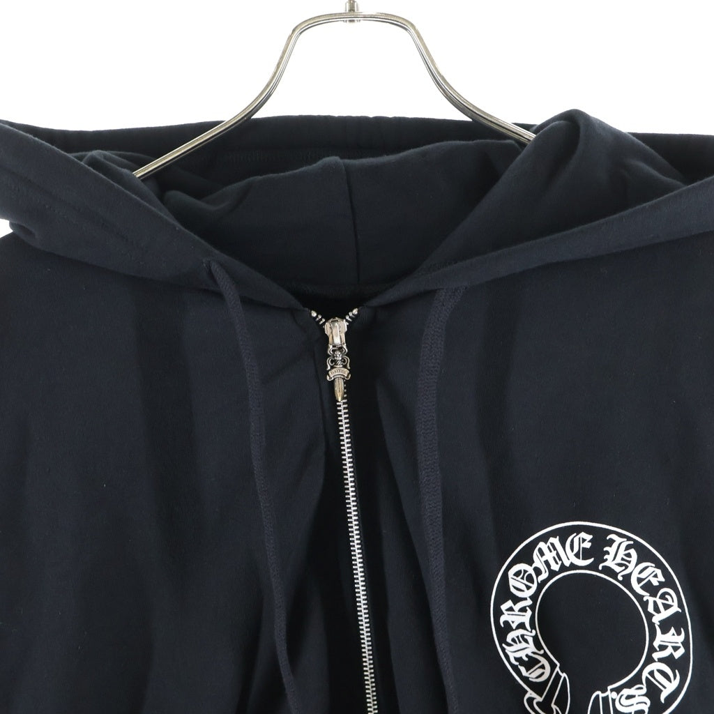 CHROME HEARTS(クロムハーツ) SWTSHRT HD ZIP 袖フローラルバックホースシュー ジップアップ スウェットパーカー ブラック