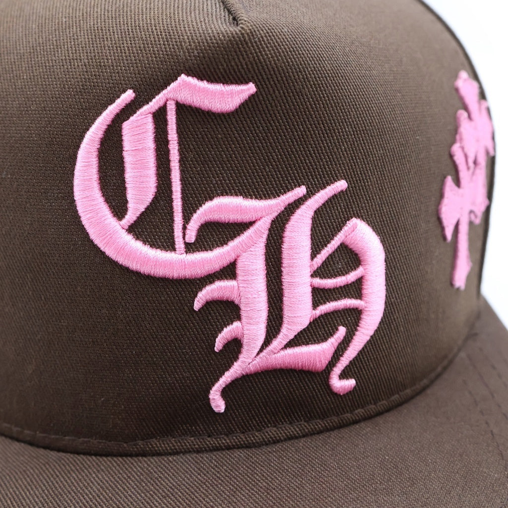 CHROME HEARTS(クロムハーツ) Semetery Cross Patch Trucker Cap セメタリークロスパッチ トラッカーキャップ 帽子 ブラウン/シルバー レディース