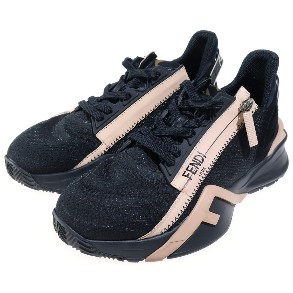 FENDI(フェンディ) FLOW フロー サイドジップ スニーカー スリッポン ローカット ブラック/ピンクベージュ レディース