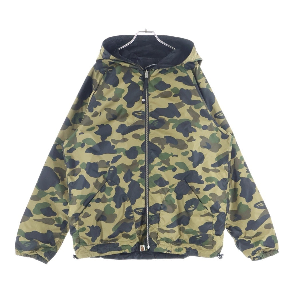 A BATHING APE(アベイシングエイプ) エイプカモ柄 リバーシブル ジップアップ ジャケット ブラック/カーキ 001L0301004X