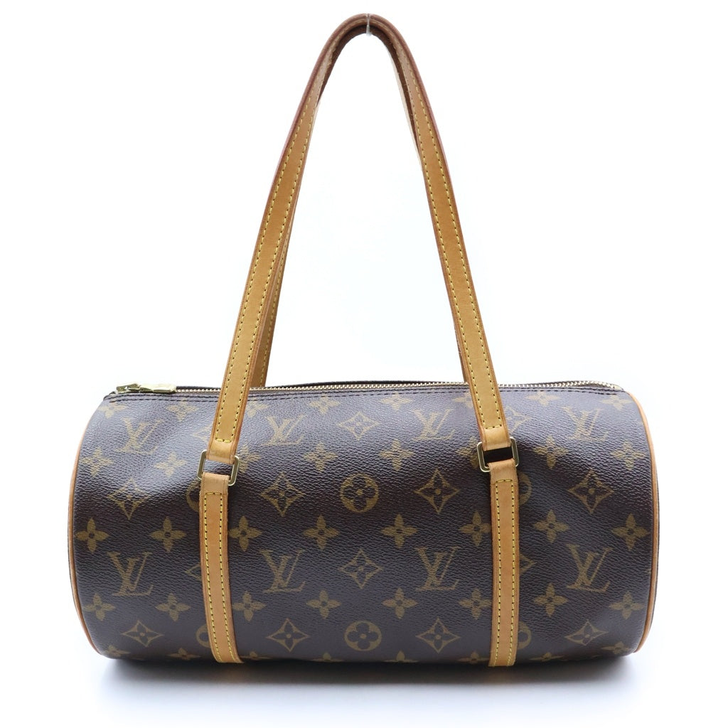 LOUIS VUITTON(ルイヴィトン) モノグラム パピヨン30 ハンドバッグ ボストンバッグ ブラウン レザー×PVC M51385 ゴールド金具 レディース