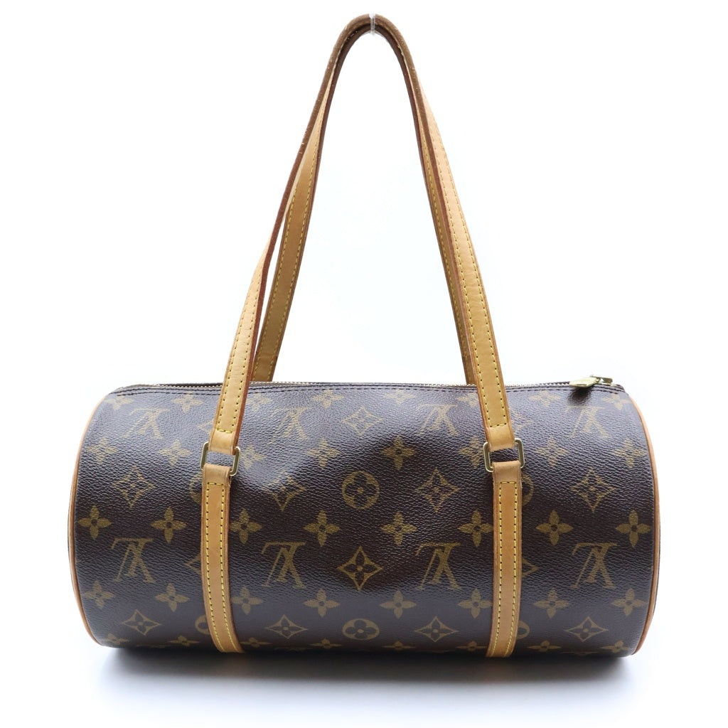 LOUIS VUITTON(ルイヴィトン) モノグラム パピヨン30 ハンドバッグ ボストンバッグ ブラウン レザー×PVC M51385 ゴールド金具 レディース