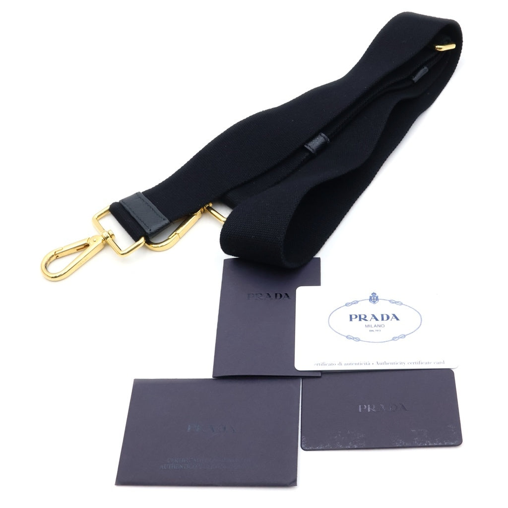 PRADA(プラダ) カナパ サイドトライアングルロゴプレート キャンバス 2Way ハンド ショルダーバッグ ブラック 1BG642 レディース
