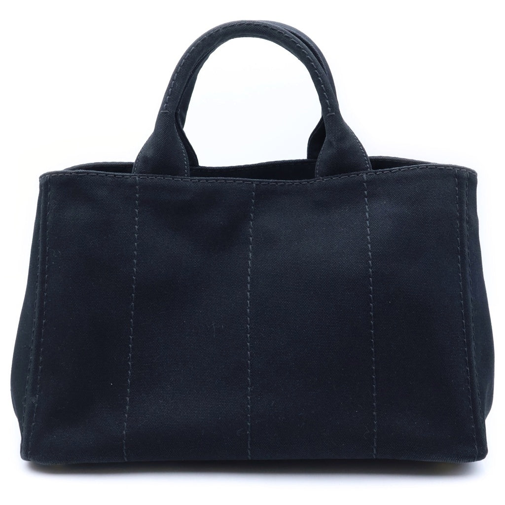 PRADA(プラダ) カナパ サイドトライアングルロゴプレート キャンバス 2Way ハンド ショルダーバッグ ブラック 1BG642 レディース