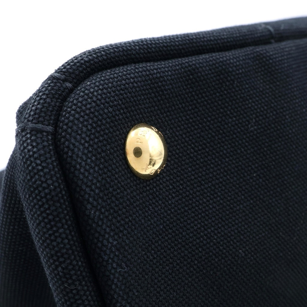 PRADA(プラダ) カナパ サイドトライアングルロゴプレート キャンバス 2Way ハンド ショルダーバッグ ブラック 1BG642 レディース