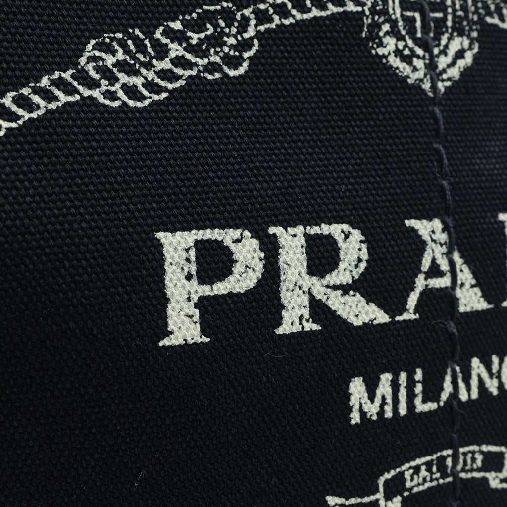 PRADA(プラダ) カナパ サイドトライアングルロゴプレート キャンバス 2Way ハンド ショルダーバッグ ブラック 1BG642 レディース