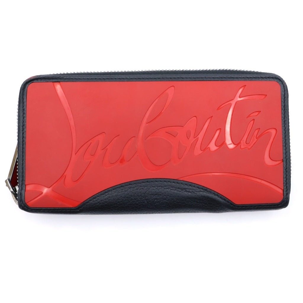 CHRISTIAN LOUBOUTIN(クリスチャンルブタン) パネトーネ ラウンドジップ レザーロングウォレット 長財布 ブラック/レッド