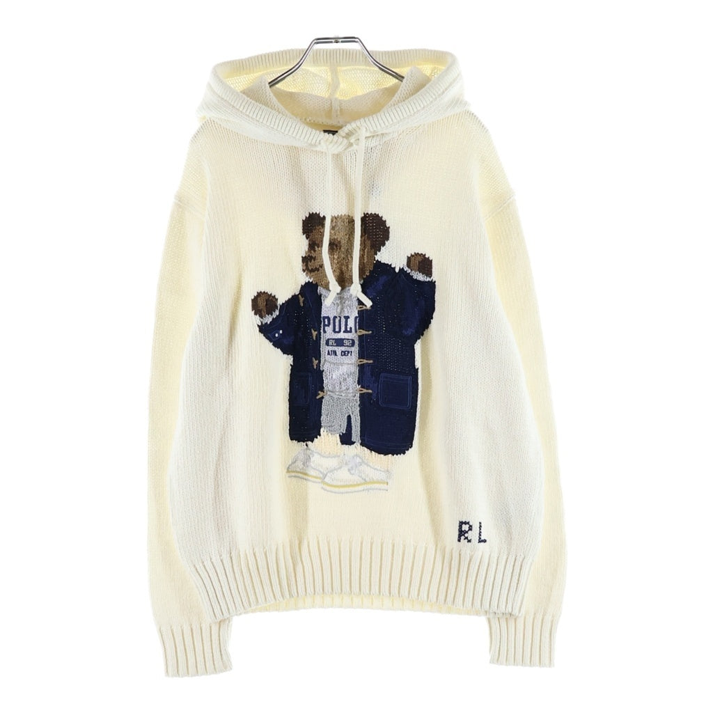 POLO RALPH LAUREN(ポロラルフローレン) Polo ベア フーデッド セーター ニットパーカー フーディー コットン リネン アイボリー WMPOSWENC021303 レディース