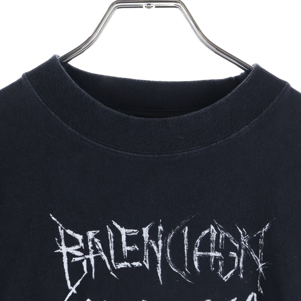 BALENCIAGA(バレンシアガ) 24SS DIY METAL TEE メタルプリント グラフィックロゴ総柄 両面プリント クルーネック半袖カットソーTシャツ ブラック 641675 TPV03