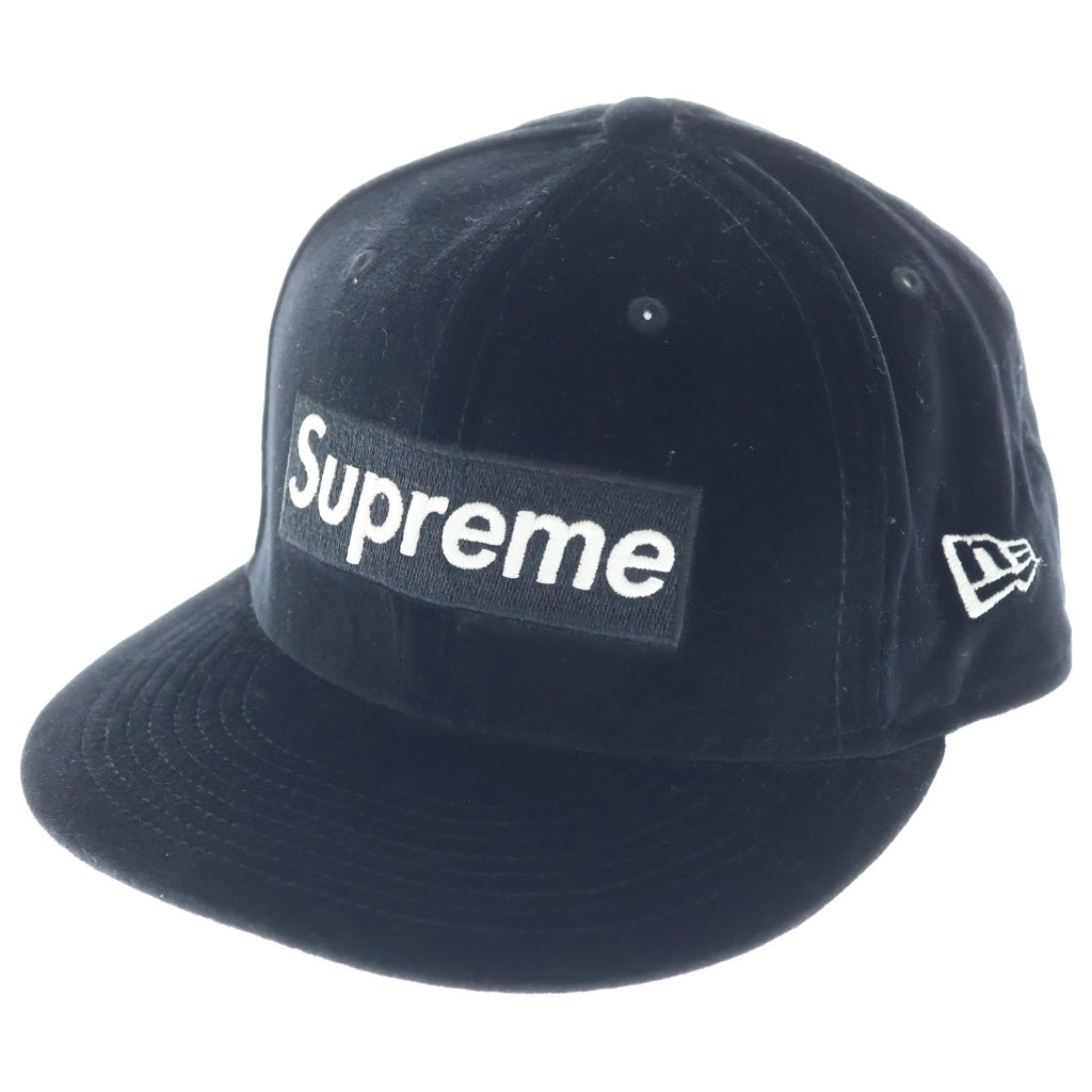 SUPREME(シュプリーム) 22AW ×NEW ERA Velour Box Logo Cap ニューエラ ベロア ボックスロゴ ベースボール キャップ 帽子 ブラック