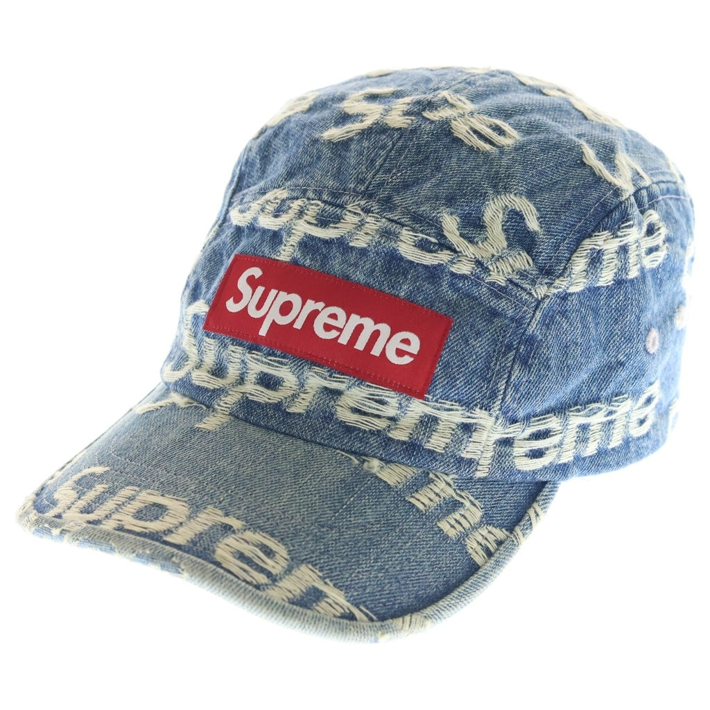 SUPREME(シュプリーム) 21SS Frayed Logos Denim Camp Cap フレイド ロゴ デニム キャンプ キャップ 帽子 インディゴ