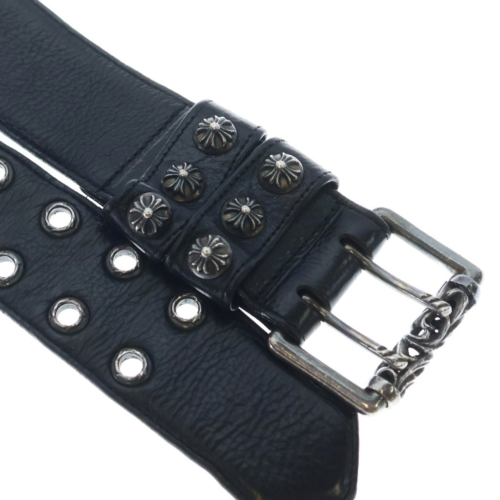 CHROME HEARTS(クロムハーツ) BLT ROLLER 3PC 1.5inch 3PCローラークロスボールスタッズバックル レザーベルト ブラック/シルバー BCA357