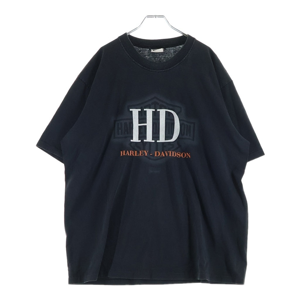 VINTAGE(ヴィンテージ) 90S VINTAGE HARLEY DAVIDSON ヴィンテージ ハーレーダビッドソン ロゴプリント クルーネック 半袖Tシャツカットソー ブラック