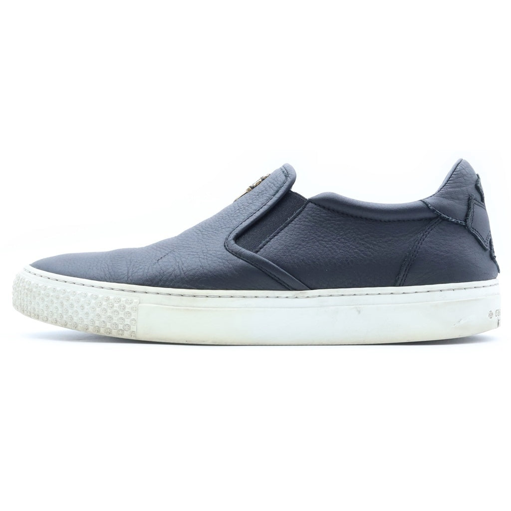 CHROME HEARTS(クロムハーツ) SLIP ON スリッポン CHプラスパッチダガー装飾レザー ローカットスニーカー ブラック/シルバー