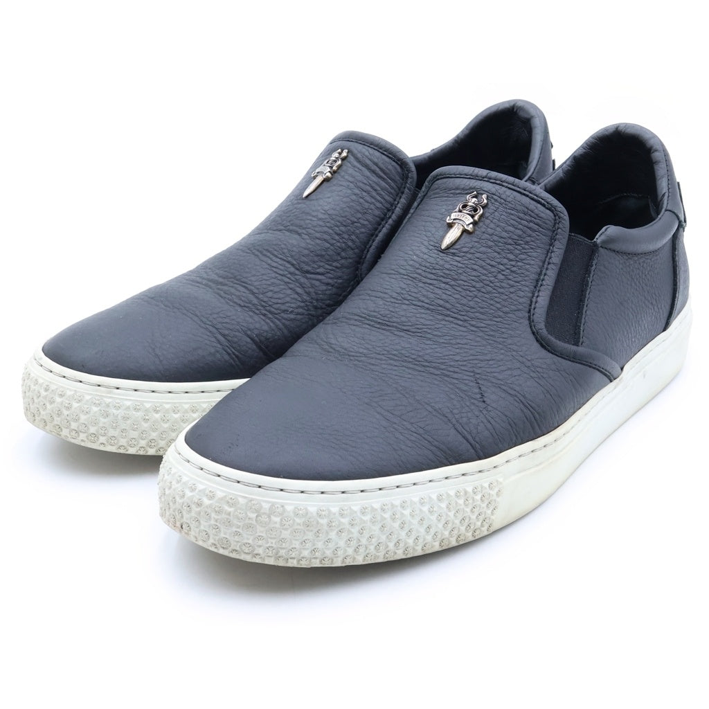 CHROME HEARTS(クロムハーツ) SLIP ON スリッポン CHプラスパッチダガー装飾レザー ローカットスニーカー ブラック/シルバー