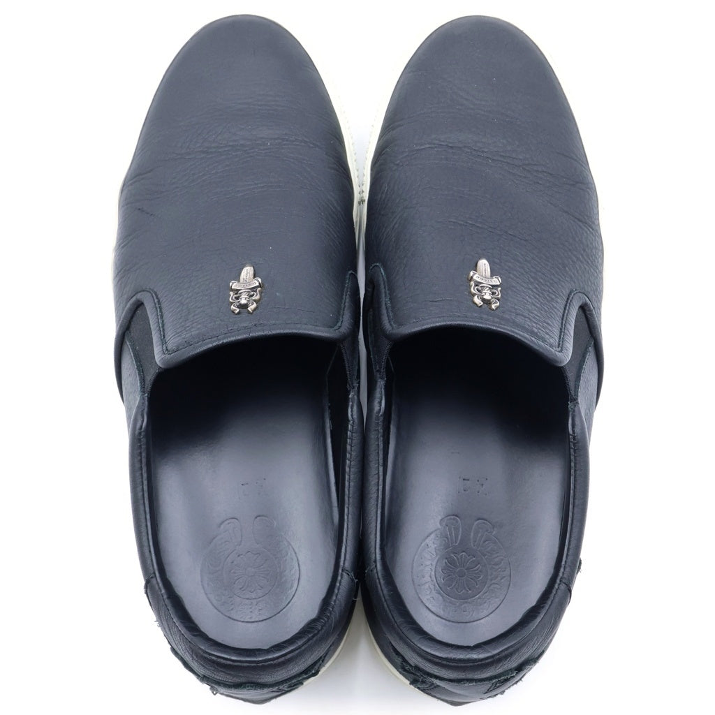 CHROME HEARTS(クロムハーツ) SLIP ON スリッポン CHプラスパッチダガー装飾レザー ローカットスニーカー ブラック/シルバー