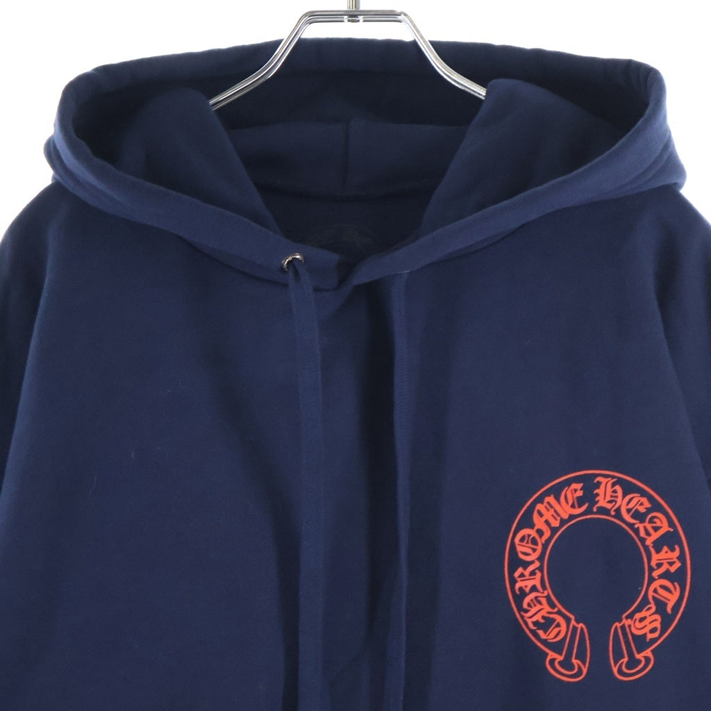 CHROME HEARTS(クロムハーツ) SWTSHRT PLVR 袖フローラルバックホースシュープリント スウェットプルオーバーパーカー ネイビー/レッド