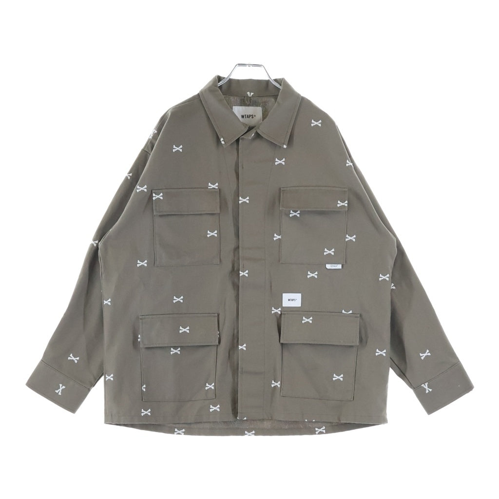WTAPS(ダブルタップス) 22SS JUNGLE 01/LS/COTTON.OXFORD.TEXTILE ジャングル01 ロングスリーブ シャツ ジャケット ブラウン 221WVDT-SHM02