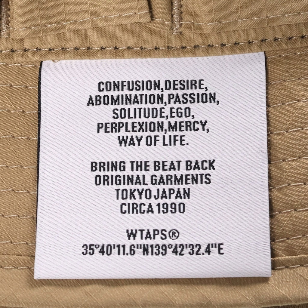 WTAPS(ダブルタップス) 22SS JUNGLE 01/HAT/NYCO.RIPSTOP.CORDURA リップストップ コーデュラ ナイロン バケットハット 帽子 ベージュ 221HCDT-HT13