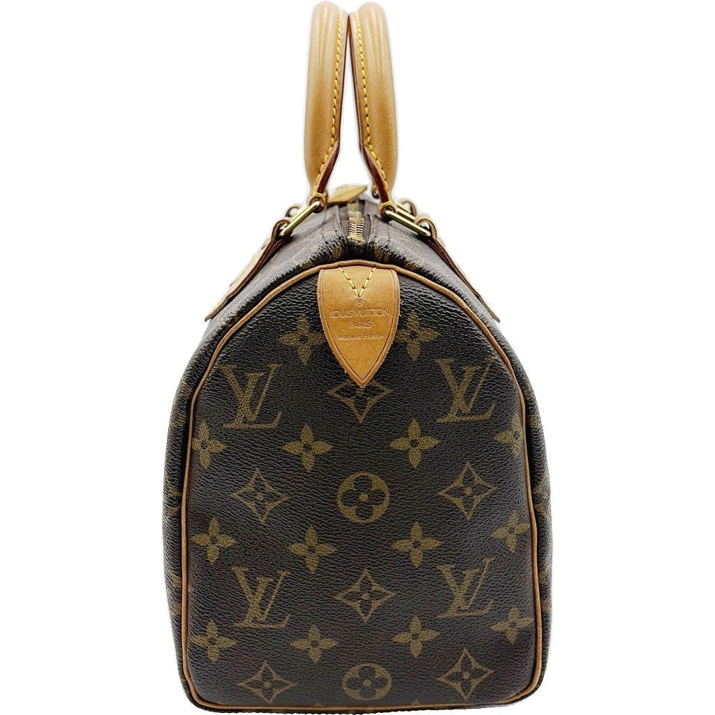 LOUIS VUITTON(ルイヴィトン) モノグラム スピーディ25 ハンドバッグ ミニボストンバッグ ブラウン レザー×PVC M41528 ゴールド金具 レディース