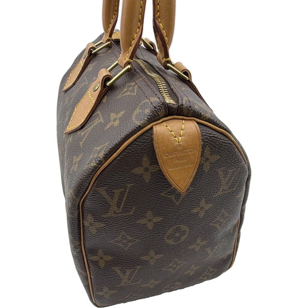 LOUIS VUITTON(ルイヴィトン) モノグラム スピーディ25 ハンドバッグ ミニボストンバッグ ブラウン レザー×PVC M41528 ゴールド金具 レディース