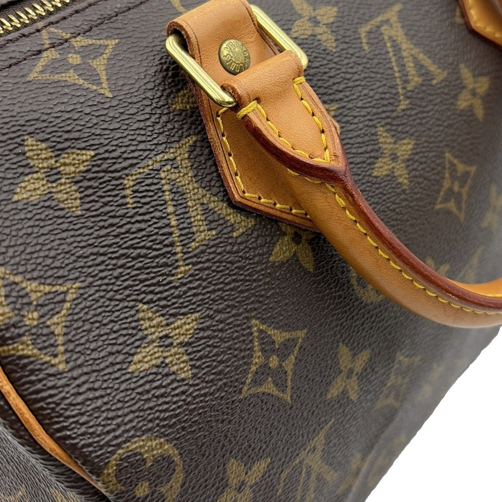 LOUIS VUITTON(ルイヴィトン) モノグラム スピーディ25 ハンドバッグ ミニボストンバッグ ブラウン レザー×PVC M41528 ゴールド金具 レディース