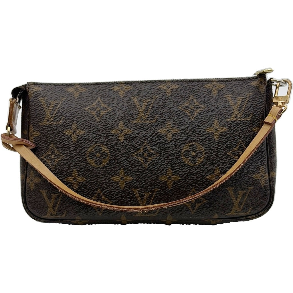 LOUIS VUITTON(ルイヴィトン) モノグラム ポシェットアクセソワール ミニハンドバッグ ケース ブラウン レザー×PVC M40712 ゴールド金具 レディース