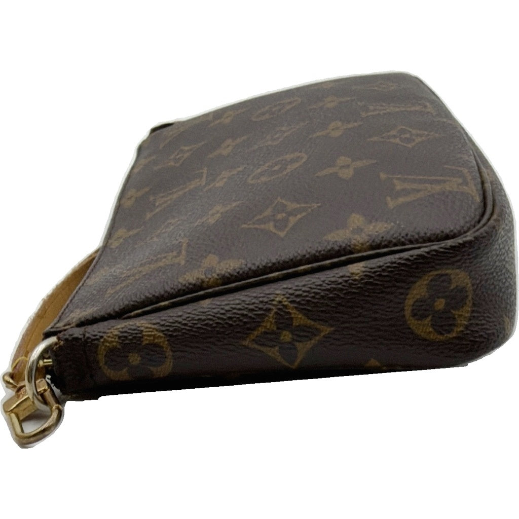 LOUIS VUITTON(ルイヴィトン) モノグラム ポシェットアクセソワール ミニハンドバッグ ケース ブラウン レザー×PVC M40712 ゴールド金具 レディース