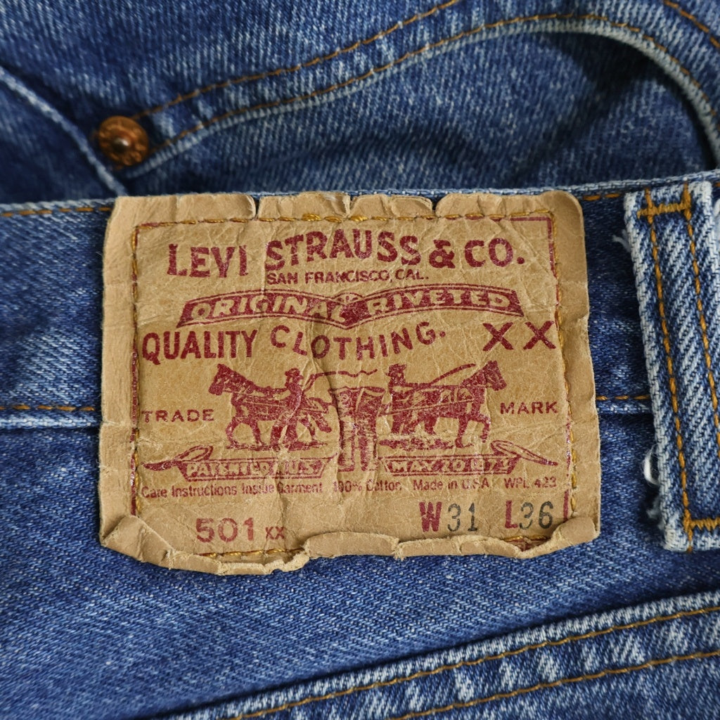 Levi's(リーバイス) 01年製 VINTAGE 501XX ヴィンテージ 復刻 ボタン裏555 スモールe 不均等V ストレート デニムパンツ インディゴ