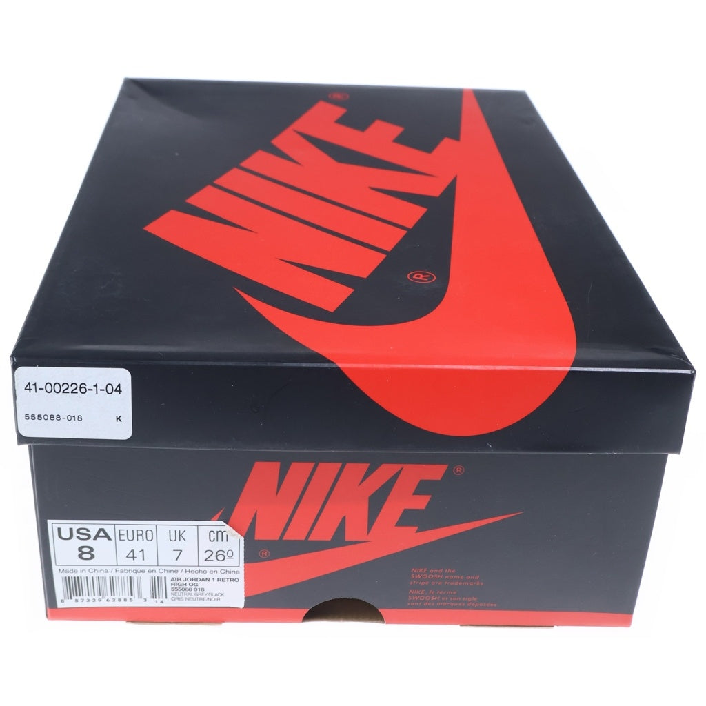 NIKE(ナイキ) AIR JORDAN 1 HIGH OG HYPER CRIMSON エアジョーダン1 ハイパークリムゾン ハイカットスニーカー グレー/ブラック US8/26cm 555088-018