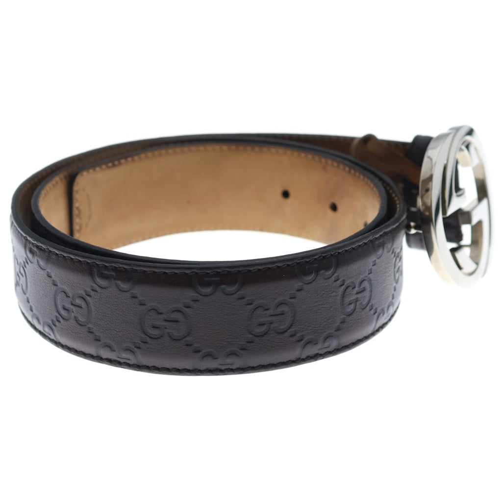 GUCCI(グッチ) インターロッキングG バックル レザーベルト ブラウン 114984